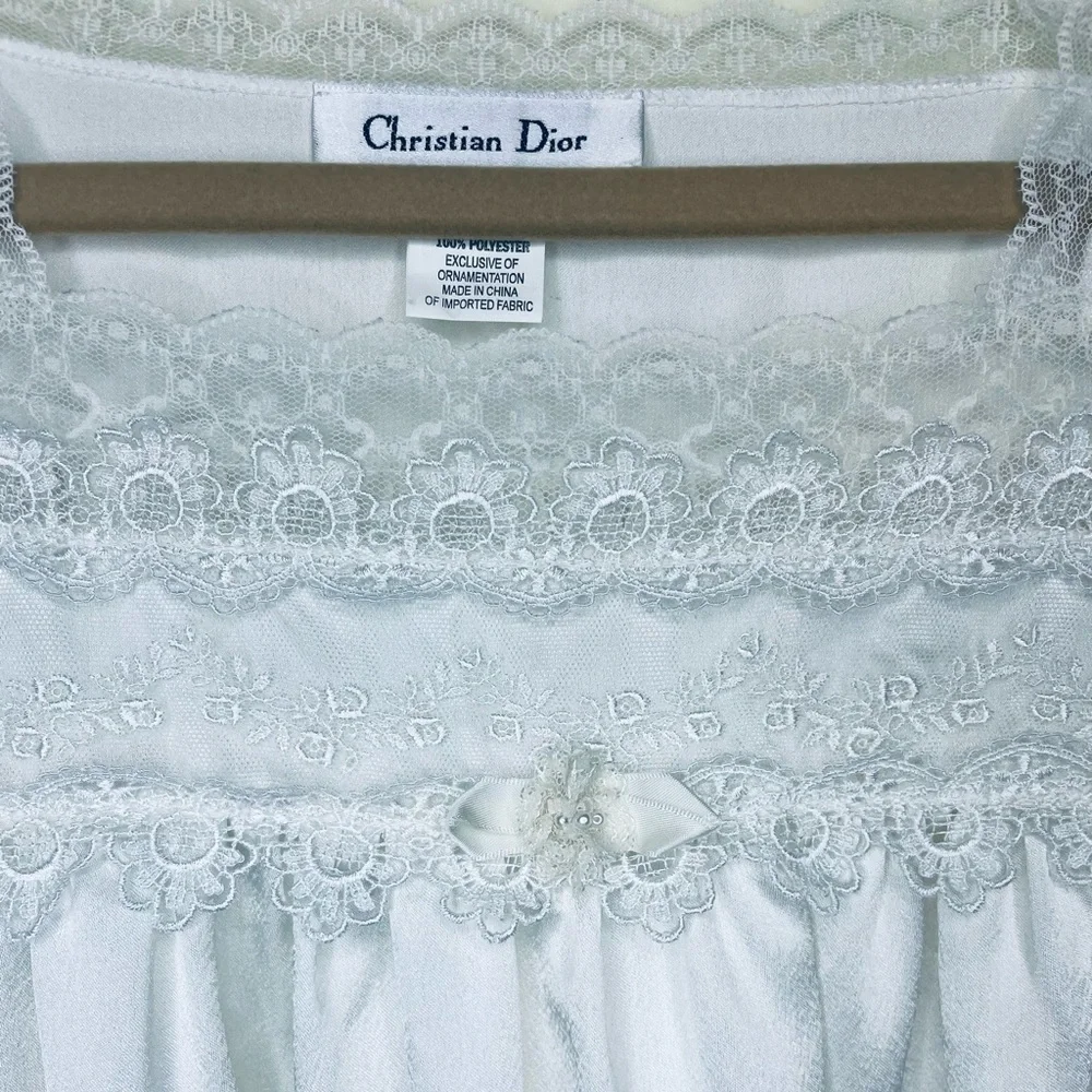 Christian Dior Vintage 80’s Lingerie white lace maxi long